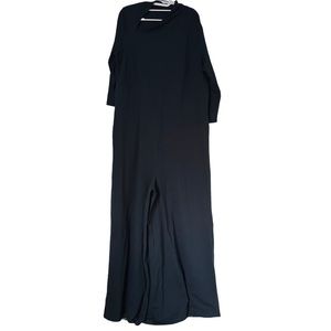 Zapelle by EShakti Asymmetric‎ Neck Cotton Knit Jumpsuit in Navy Blue Size 2X